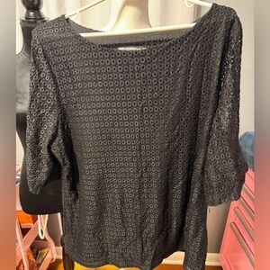 Karl Lagerfeld Women's Black Eyelet Blouse